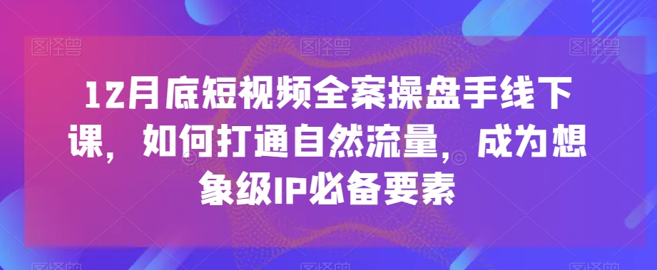 12月底短视频全案操盘手线下课,如何打通自然流量,成为想象级IP必备要素-大东资源库