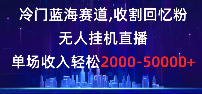 冷门蓝海赛道，收割回忆粉，无人挂机直播，单场收入轻松2000-5w+【揭秘】-大东资源库
