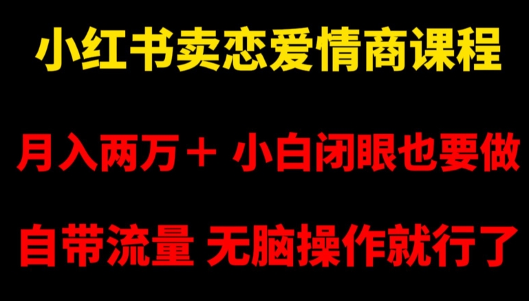 小红书卖恋爱情商课程，月入两万＋，小白闭眼也要做，自带流量，无脑操作就行了【揭秘】-大东资源库