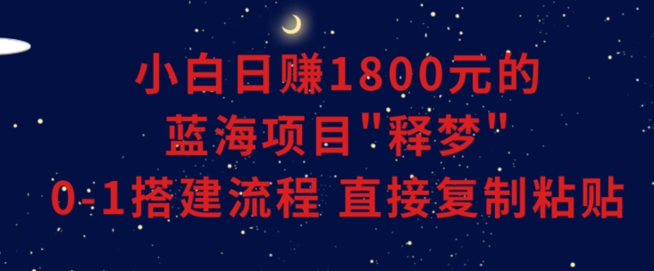 小白能日赚1800元的蓝海项目”释梦”0-1搭建流程可直接复制粘贴长期做【揭秘】-大东资源库