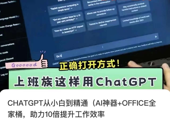 CHATGPT从小白到精通，AI神器+OFFICE全家桶，助力10倍提升工作效率-大东资源库