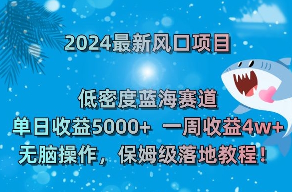 2024最新风口项目，低密度蓝海赛道，单日收益5000+，一周收益4w+！【揭秘】-大东资源库