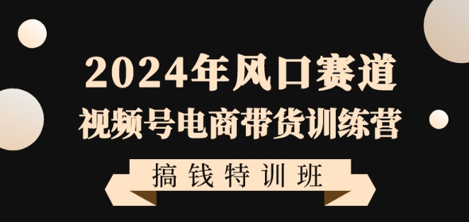 2024年风口赛道视频号电商带货训练营搞钱特训班,带领大家快速入局自媒体电商带货-大东资源库