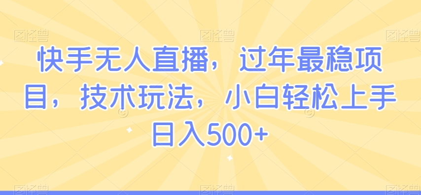 快手无人直播，过年最稳项目，技术玩法，小白轻松上手日入500+【揭秘】-大东资源库