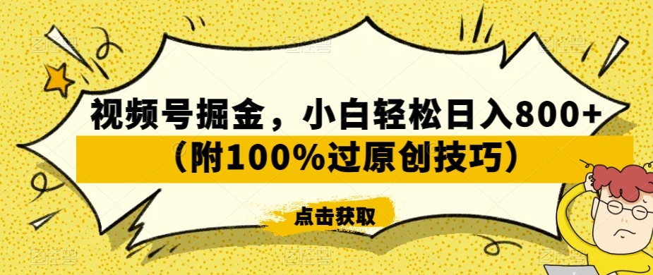 视频号掘金，小白轻松日入800+（附100%过原创技巧）【揭秘】-大东资源库