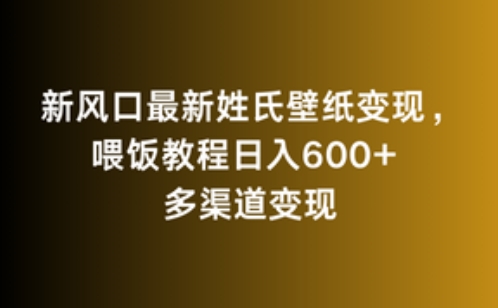 新风口最新姓氏壁纸变现，喂饭教程日入600+【揭秘】-大东资源库