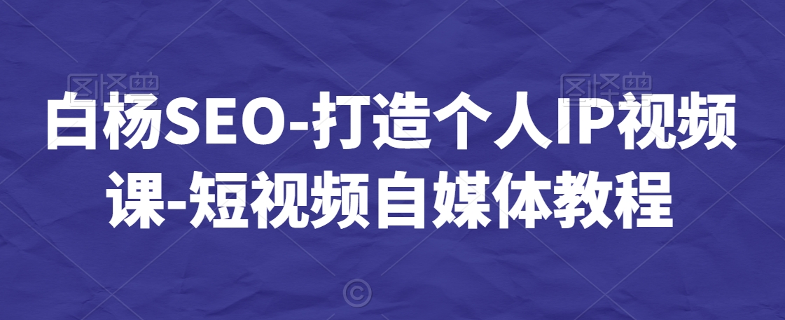 白杨SEO-打造个人IP视频课-短视频自媒体教程-大东资源库