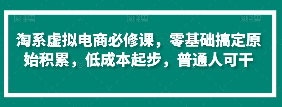 淘系虚拟电商必修课，零基础搞定原始积累，低成本起步，普通人可干-大东资源库