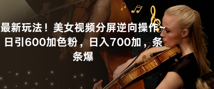 最新玩法！美女视频分屏逆向操作~日引600加色粉，日入700加，条条爆【揭秘】-大东资源库