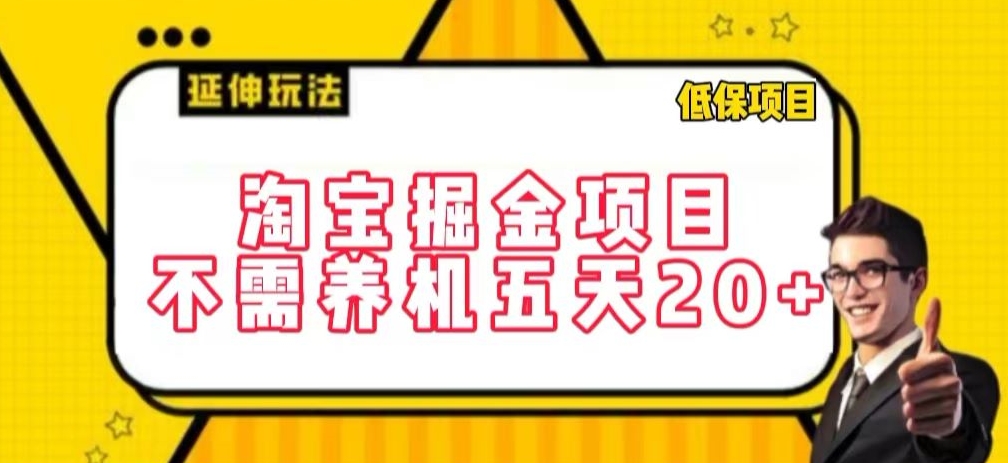 淘宝掘金项目，不需养机，五天20+，每天只需要花三四个小时【揭秘】-大东资源库