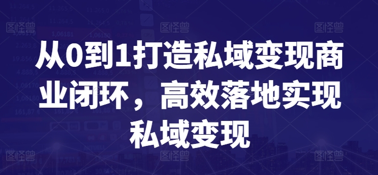 从0到1打造私域变现商业闭环，高效落地实现私域变现-大东资源库