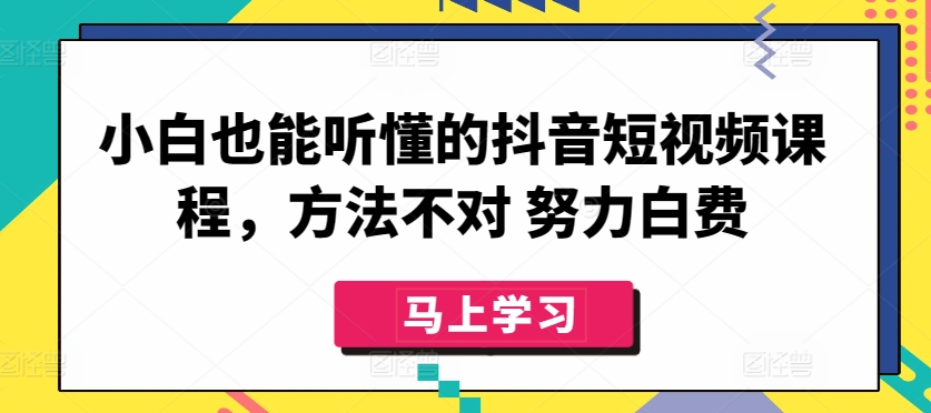小白也能听懂的抖音短视频课程，方法不对 努力白费-大东资源库
