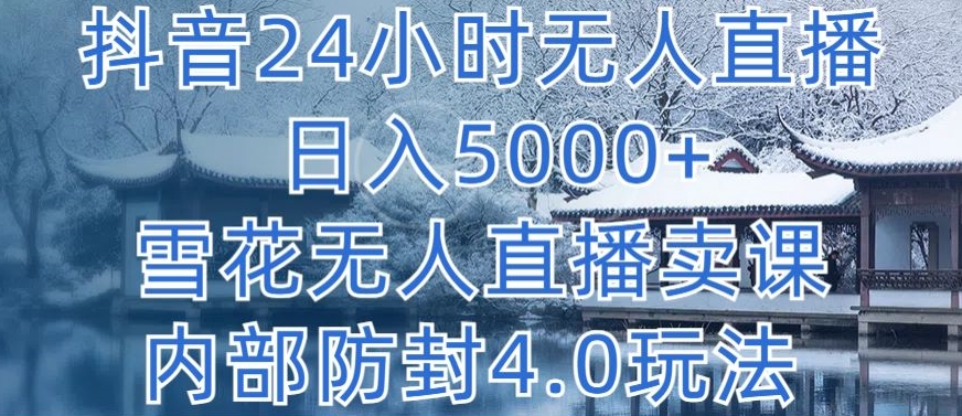 抖音24小时无人直播 日入5000+，雪花无人直播卖课，内部防封4.0玩法【揭秘】-大东资源库