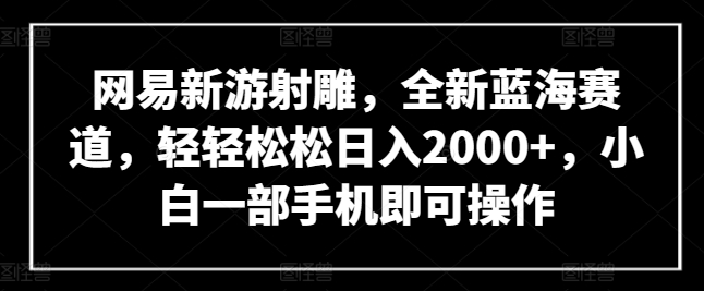 网易新游射雕，全新蓝海赛道，轻轻松松日入2000+，小白一部手机即可操作【揭秘】-大东资源库