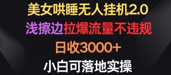美女哄睡无人挂机2.0.浅擦边拉爆流量不违规，日收3000+，小白可落地实操【揭秘】-大东资源库