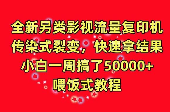 全新另类影视流量复印机，传染式裂变，快速拿结果，小白一周搞了50000+，喂饭式教程【揭秘】-大东资源库