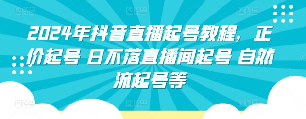 2024年抖音直播起号教程，正价起号 日不落直播间起号 自然流起号等-大东资源库