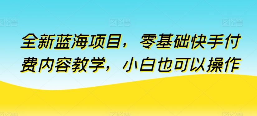 全新蓝海项目，零基础快手付费内容教学，小白也可以操作【揭秘】-大东资源库