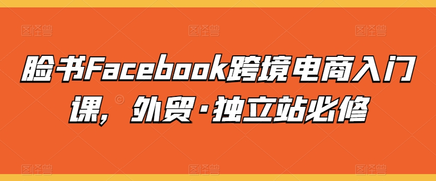 脸书Facebook跨境电商入门课，外贸·独立站必修-大东资源库