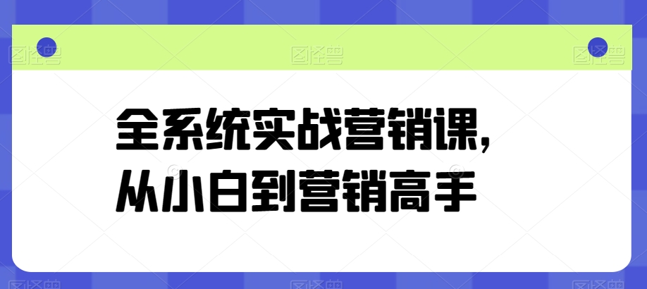 全系统实战营销课，从小白到营销高手-大东资源库