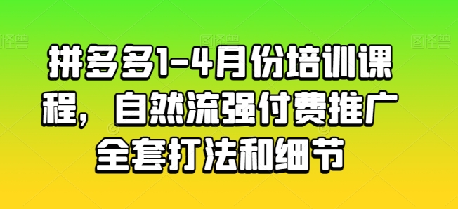 拼多多1-4月份培训课程,自然流强付费推广全套打法和细节-大东资源库