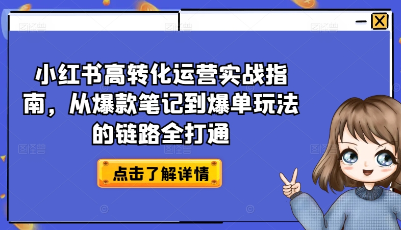 小红书高转化运营实战指南，从爆款笔记到爆单玩法的链路全打通-大东资源库