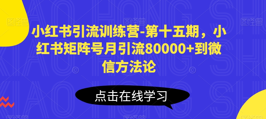 小红书引流训练营-第十五期，小红书矩阵号月引流80000+到微信方法论-大东资源库