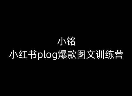 小铭-小红书plog爆款图文训练营，教你从0-1做小红书-大东资源库