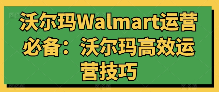 沃尔玛Walmart运营必备：沃尔玛高效运营技巧-大东资源库