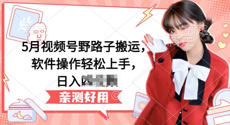 5月视频号野路子搬运，软件操作轻松上手，日入三位数【揭秘】-大东资源库