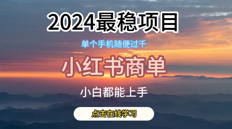 2024最稳蓝海项目，小红书商单项目，没有之一【揭秘】-大东资源库