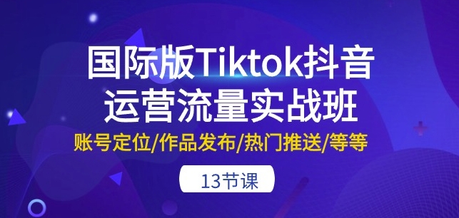 国际版Tiktok抖音运营流量实战班：账号定位/作品发布/热门推送/等等-13节-大东资源库