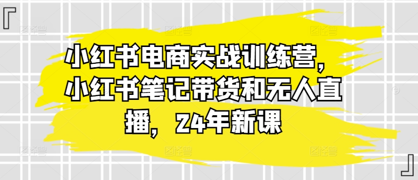 小红书电商实战训练营，小红书笔记带货和无人直播，24年新课-大东资源库