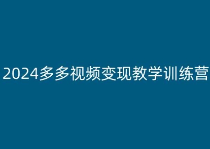 2024多多视频变现教学训练营，新手保姆级教程，适合新手小白-大东资源库