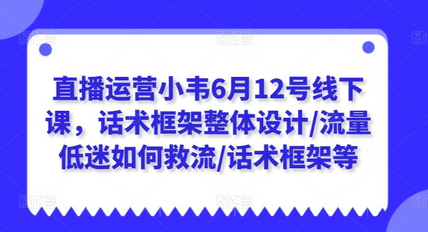 直播运营小韦6月12号线下课，话术框架整体设计/流量低迷如何救流/话术框架等-大东资源库
