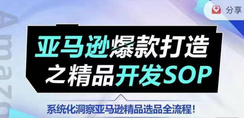 【训练营】亚马逊爆款打造之精品开发SOP，系统化洞察亚马逊精品选品全流程-大东资源库