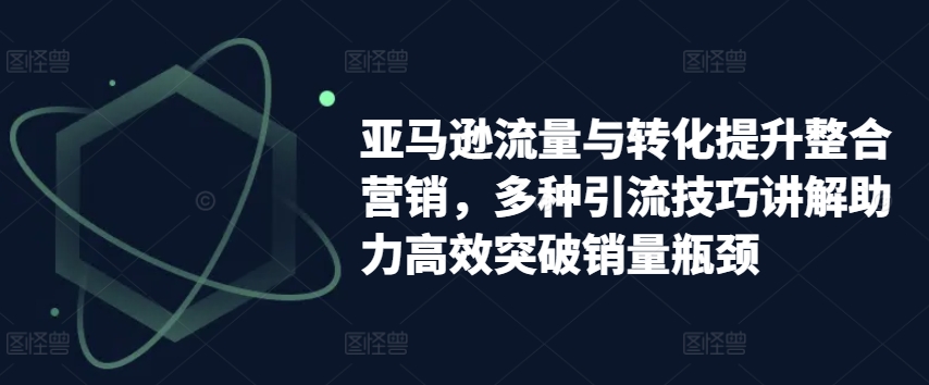 亚马逊流量与转化提升整合营销,多种引流技巧讲解助力高效突破销量瓶颈-大东资源库