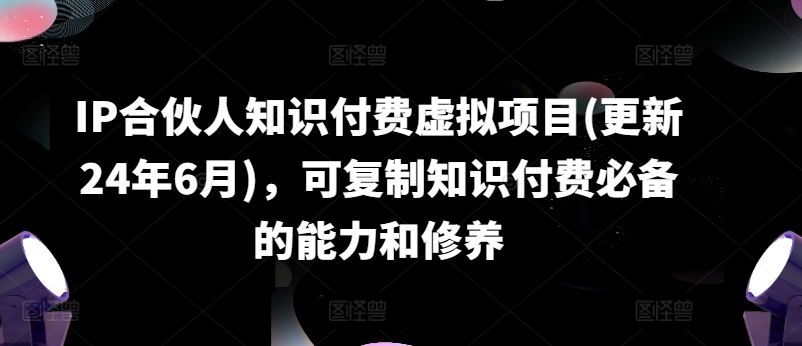 IP合伙人知识付费虚拟项目(更新24年6月)，可复制知识付费必备的能力和修养-大东资源库