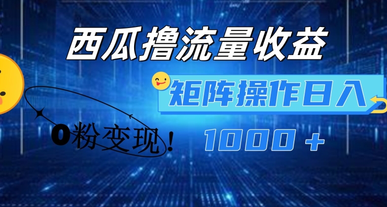 西瓜视频撸流量，简单上手，0粉变现矩阵操作，日入1000+【揭秘】-大东资源库