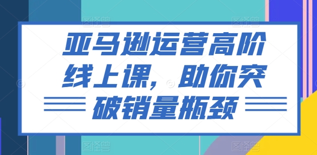 亚马逊运营高阶线上课，助你突破销量瓶颈-大东资源库