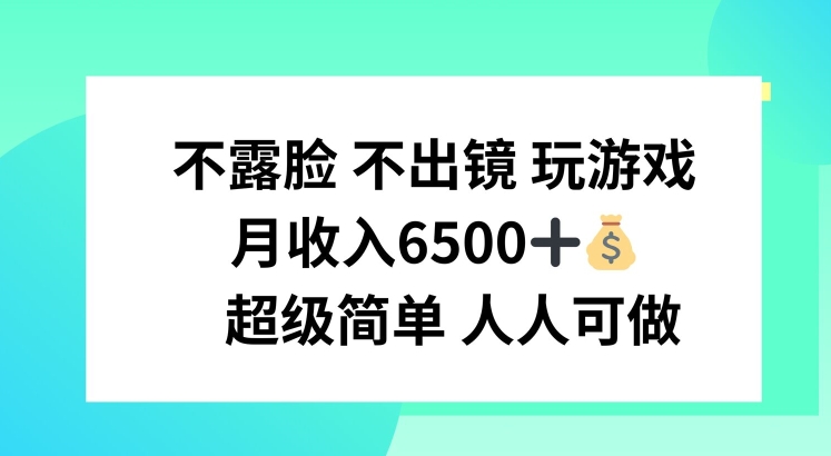 不露脸 不出境 玩游戏，月入6500 超级简单 人人可做【揭秘】-大东资源库