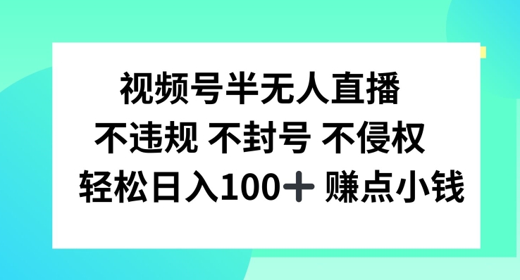 视频号半无人直播，不违规不封号，轻松日入100+【揭秘】-大东资源库