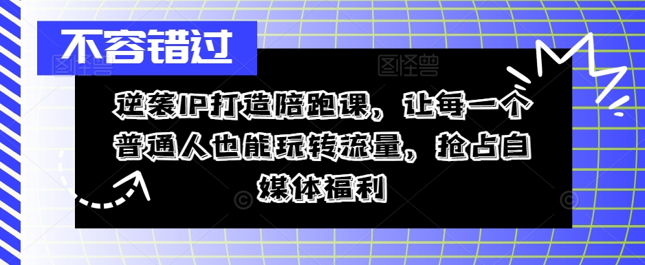 逆袭IP打造陪跑课，让每一个普通人也能玩转流量，抢占自媒体福利-大东资源库