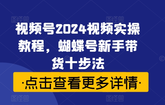 视频号2024视频实操教程，蝴蝶号新手带货十步法-大东资源库