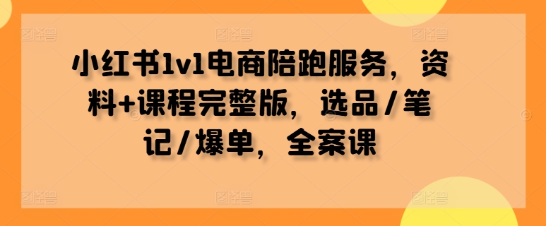 小红书1v1电商陪跑服务，资料+课程完整版，选品/笔记/爆单，全案课-大东资源库