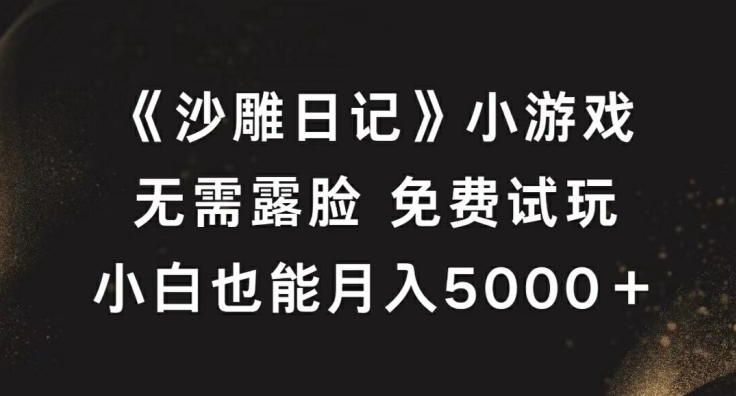 《沙雕日记》小游戏，无需露脸免费试玩，小白也能月入5000+【揭秘】-大东资源库