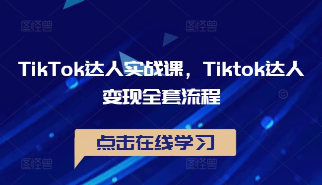 TikTok达人实战课，Tiktok达人变现全套流程-大东资源库