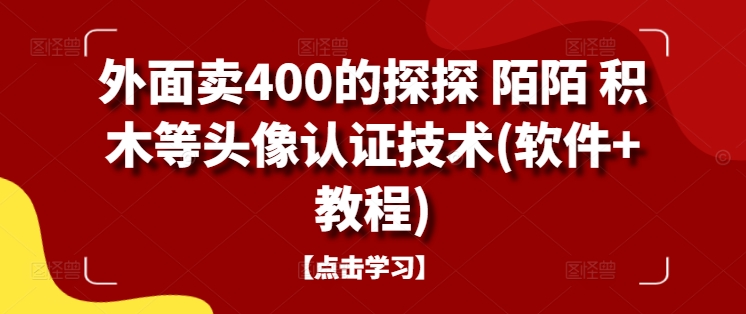 外面卖400的探探 陌陌 积木等头像认证技术(软件+教程)-大东资源库