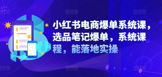 小红书电商爆单系统课，选品笔记爆单，系统课程，能落地实操-大东资源库