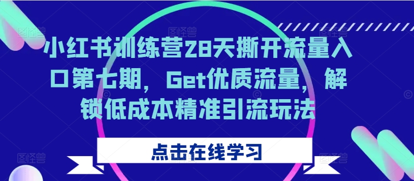 小红书训练营28天撕开流量入口第七期,Get优质流量,解锁低成本精准引流玩法-大东资源库